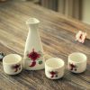 5 Pcs Handcraft Ceramic Mini Japanese Sake Set Wine Cup Wine Pot,Chinese Knot